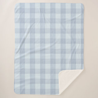 Couverture Sherpa à carreaux Gingham bleu poudre l
