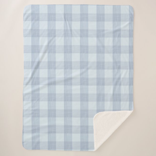 Couverture Sherpa à carreaux Gingham bleu poudre l (Devant)