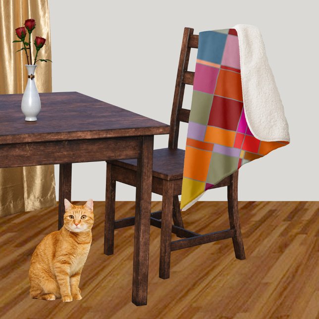 Couverture Sherpa À damiers Abstrait coloré moderne (Créateur téléchargé)