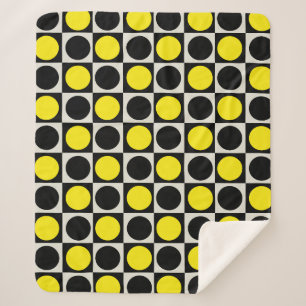 Couverture Sherpa à damiers Jaune Points Noirs Design Motif