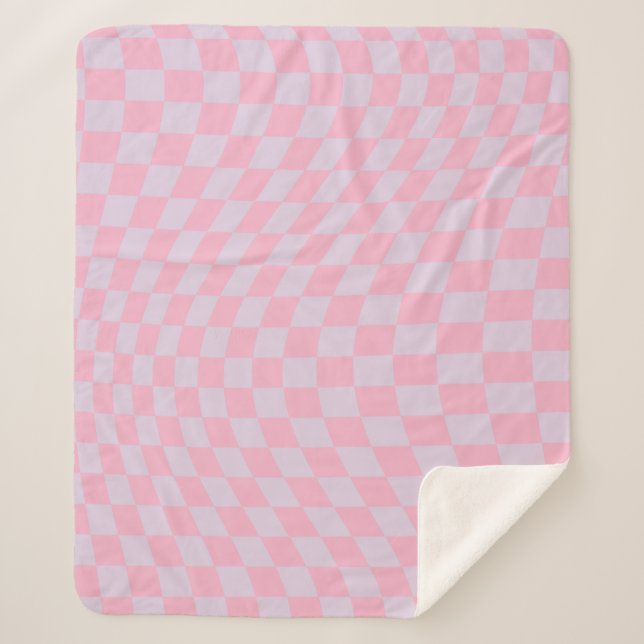 Couverture Sherpa à damiers Motif Lilac Pink Check Checkerboard (Devant)