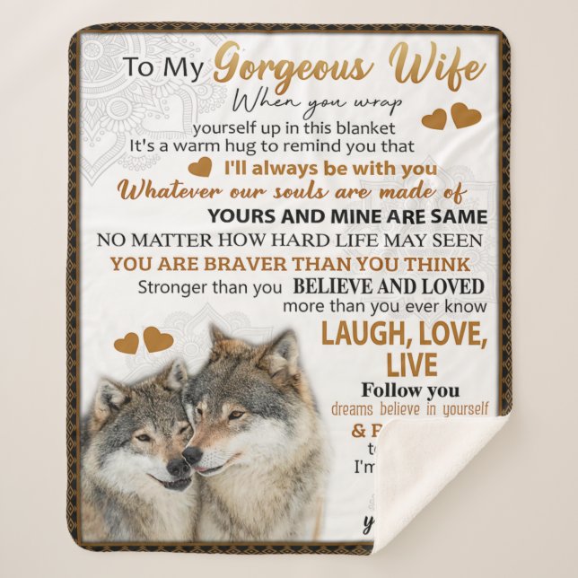 Couverture Sherpa À Mon Cadeau D'Anniversaire Femme Wolf, Cadeau Mar (Devant)