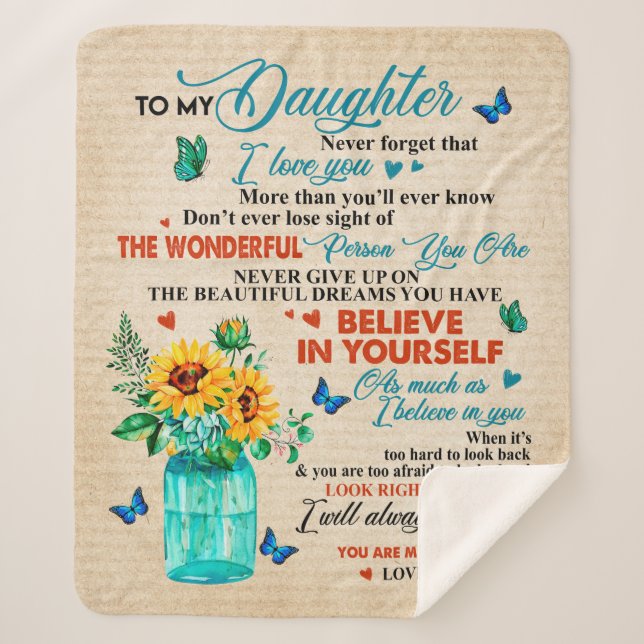 Couverture Sherpa À Mon Cadeau Fille, Amant Papillon, Cadeau Tournes (Devant)