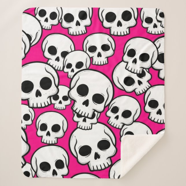 Couverture Sherpa à motif crâne rose (Devant)