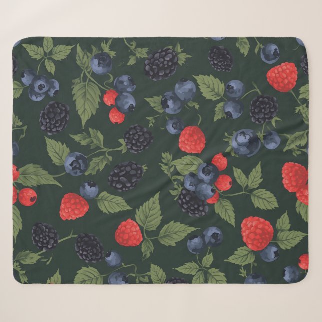 Couverture Sherpa à motif de baies sauvages (Devant (Horizontal))