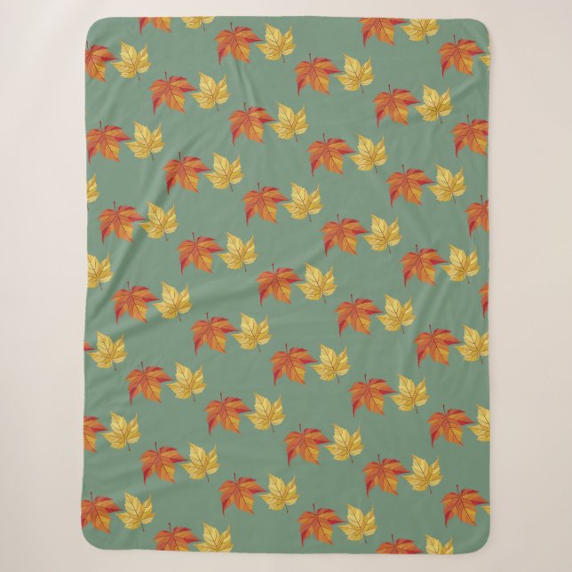 Couverture Sherpa à motif de feuilles d'automne (Devant)