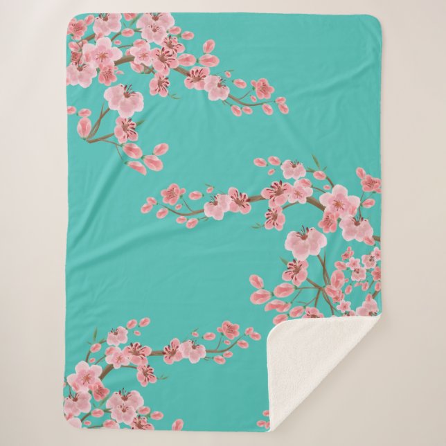 Couverture sherpa à motif de fleurs de cerisier aq (Devant)