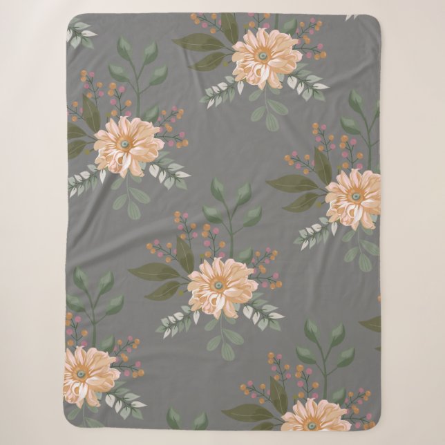 Couverture Sherpa à motif floral (Devant)
