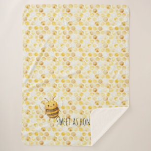 Couverture Sherpa Abeille à miel douce jaune doré en nid d'abeille m