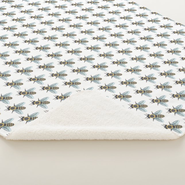 Couverture Sherpa Abeille de miel (blanche) - Sherpa Blanket (3/4)