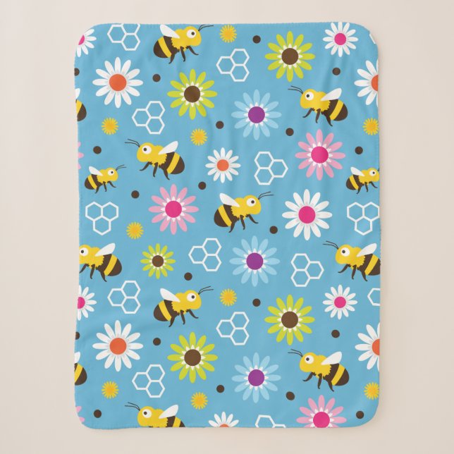 Couverture Sherpa Abeille & Fleurs (Devant)