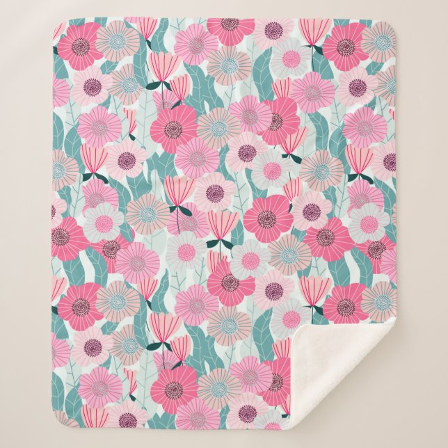 Couverture Sherpa Abstract pastel floral pattern. Beautiful pink flo (Devant)