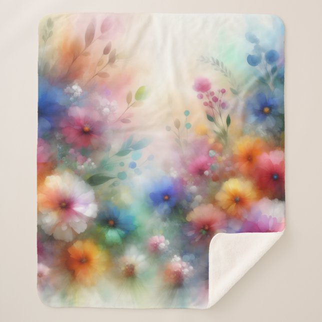 Couverture Sherpa Abstract Watercolor Florals Print (Devant)