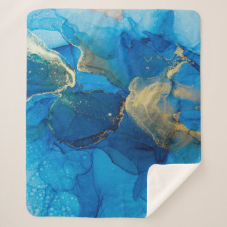 Couverture Sherpa Abstrait fragment bleu et or du backgr coloré