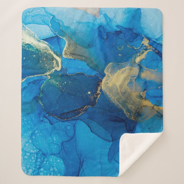 Couverture Sherpa Abstrait fragment bleu et or du backgr coloré (Devant)