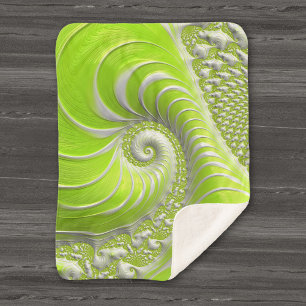 Couverture Sherpa Abstrait Moderne Lime Green Spiral Fractal