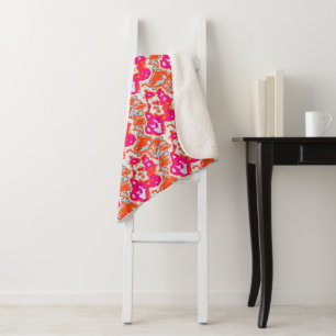 Couverture Sherpa Abstrait moderne orange rose Motif Throw Pil