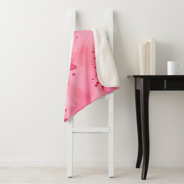 Couverture Sherpa Abstrait rose sur rose (En situation)