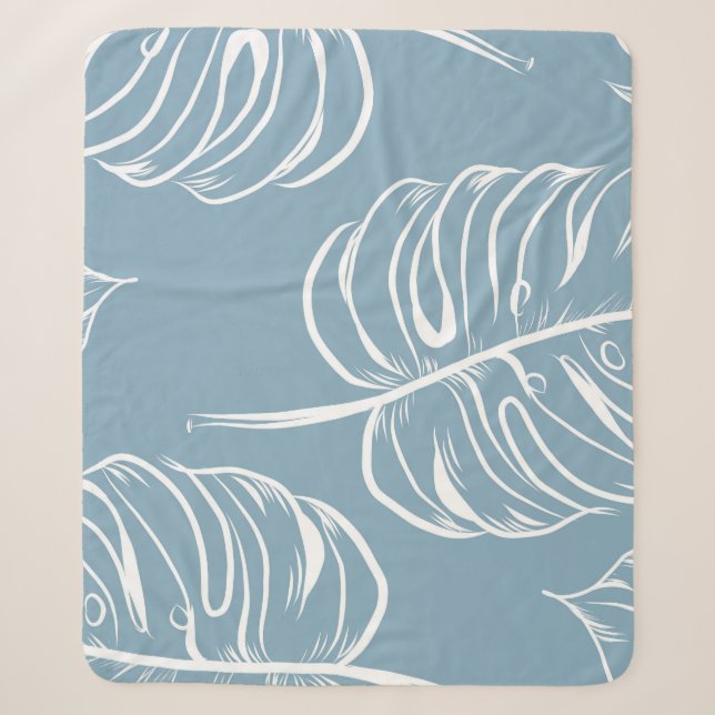 Couverture Sherpa Abstraite Feuille Tropicale : Verdure transparente (Devant)