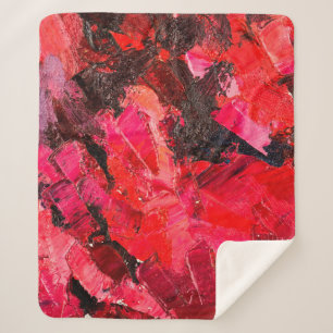 Couverture Sherpa Abstraite peinture à l'huile rouge foncé sur toile