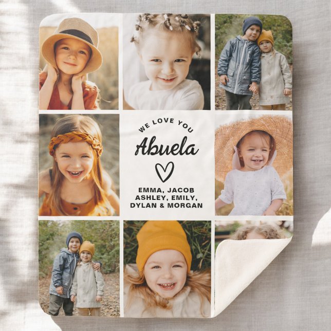 Couverture Sherpa Abuela We Lots Hearts Modern Photo Collage (Créateur téléchargé)
