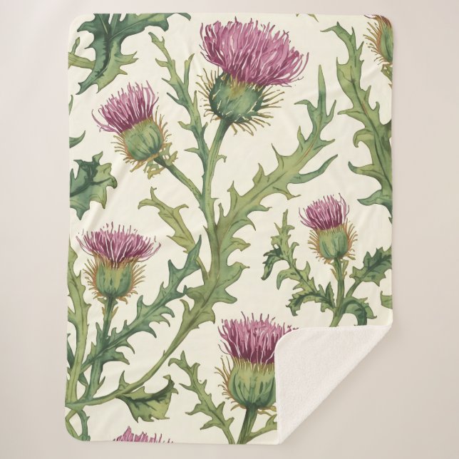 Couverture Sherpa Accent Fleur sauvage de chardon botanique (Devant)