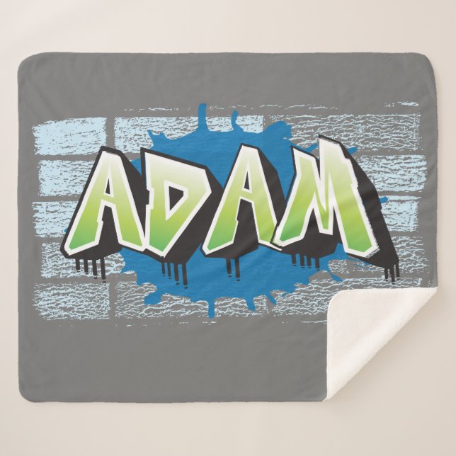 Couverture Sherpa Adam Votre Nom Graffiti Brick Wall Stylisé (Devant (Horizontal))