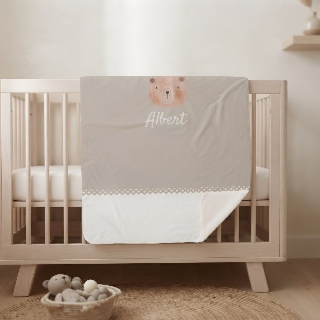 Couverture Sherpa Adorable Customizable Baby Blanket with Bear  (Créateur téléchargé)