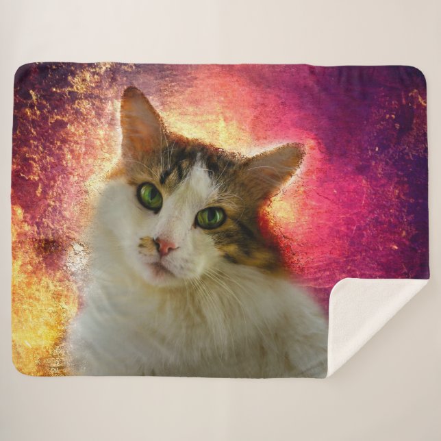 Couverture Sherpa Adorable Cute Calico Chat (Devant (Horizontal))