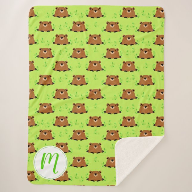 Couverture Sherpa Adorable Motif de la marmotte de bois (Devant)