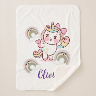 Couverture Sherpa Adorable Rainbow Unicorn Customisé