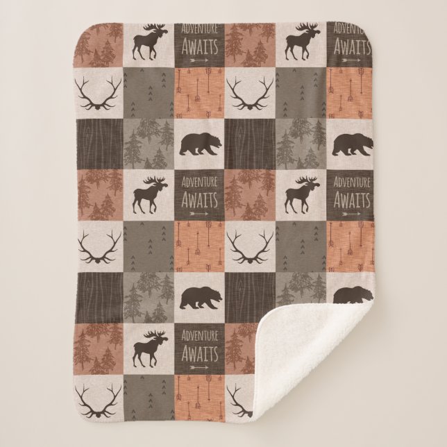 Couverture Sherpa Adventure Await Minky/Sherpa Baby Blanket en rouil (Devant)