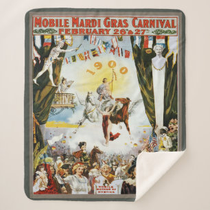 Couverture Sherpa Affiche d'art vintage de 1900 du carnaval Mardi Gr