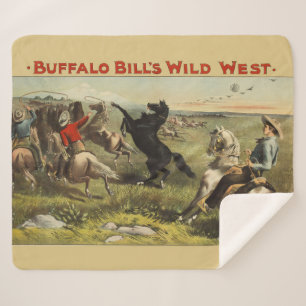 Couverture Sherpa Affiche de cow-boy de l'Ouest sauvage de Buffalo B