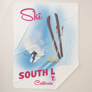 Couverture Sherpa Affiche de ski du lac Tahoe Sud