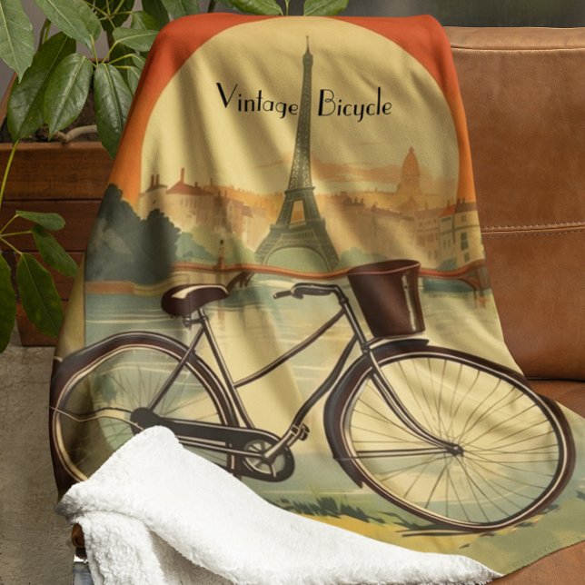Couverture Sherpa Affiche de voyage à vélo, Paris personnalisable (Créateur téléchargé)