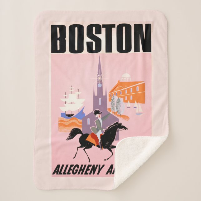 Couverture Sherpa Affiche De Voyage Pour Allegheny Airlines À Boston (Devant)