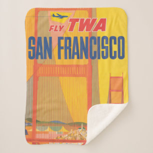 Couverture Sherpa Affiche De Voyage Pour Vol Twa À San Francisco