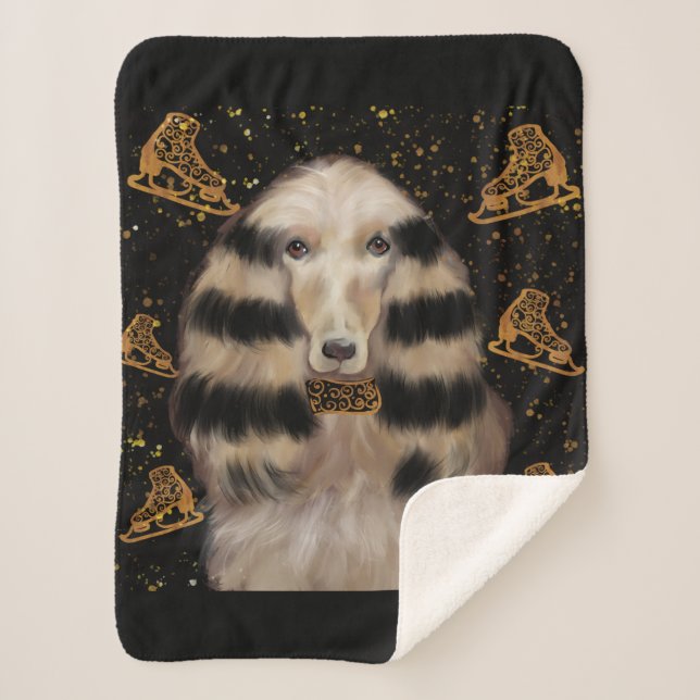 COUVERTURE SHERPA AFGHAN HOUND GOLD  (Devant)