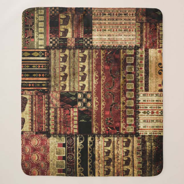 Couverture Sherpa African Patchwork : Grunge Print Arrière - plan (Devant)
