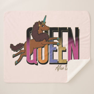 Couverture Sherpa Afro Unicorn Queen Design