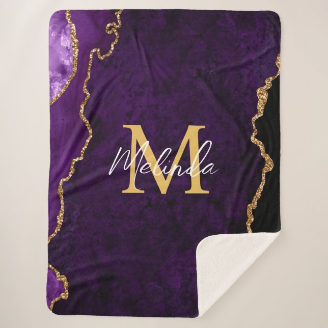 Couverture Sherpa Agate en marbre violet et or (Devant)