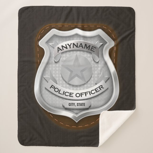 Couverture Sherpa Agent de police personnalisé Sheriff Cop NAME Badg (Devant)