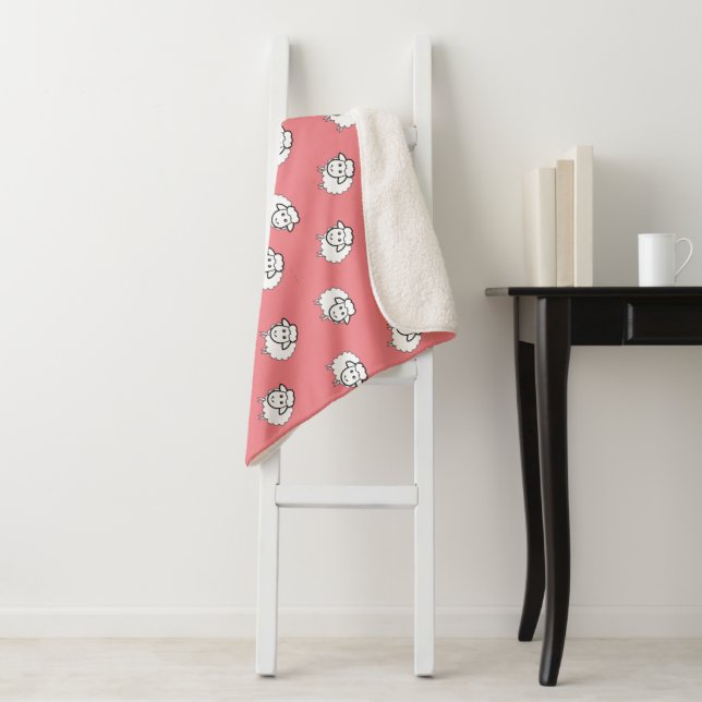 Couverture Sherpa Agneau rose (En situation)
