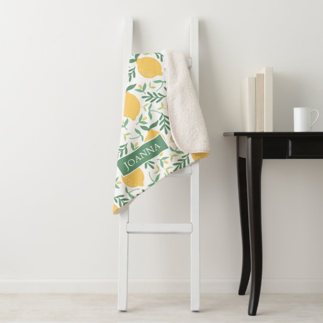 Couverture Sherpa Agriturismo Citrus Lemon Motif Monogramme (En situation)