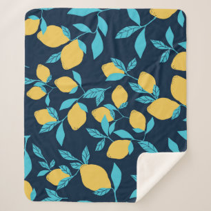 Couverture Sherpa Agrumes simples : citrons sur le bleu.