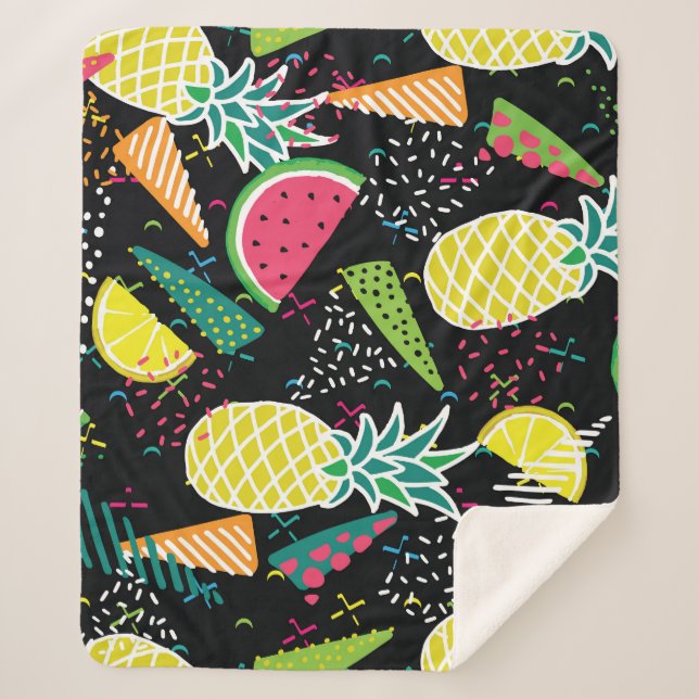 Couverture Sherpa Aiguille de pastèque : Motif géométrique sans fil (Devant)