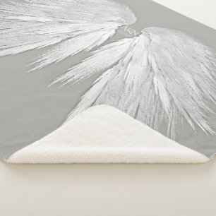 Couverture Sherpa AILES ANGEL Initiales Mariages Élégant gris