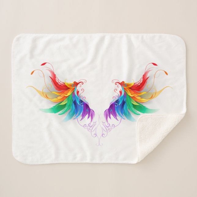 Couverture Sherpa Ailes fluffy arc-en-ciel (Devant (Horizontal))
