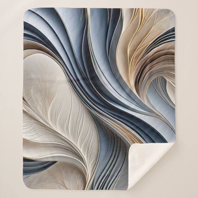 Couverture Sherpa Air doré - Bleu doux et coulant d'or Abstrait (Devant)